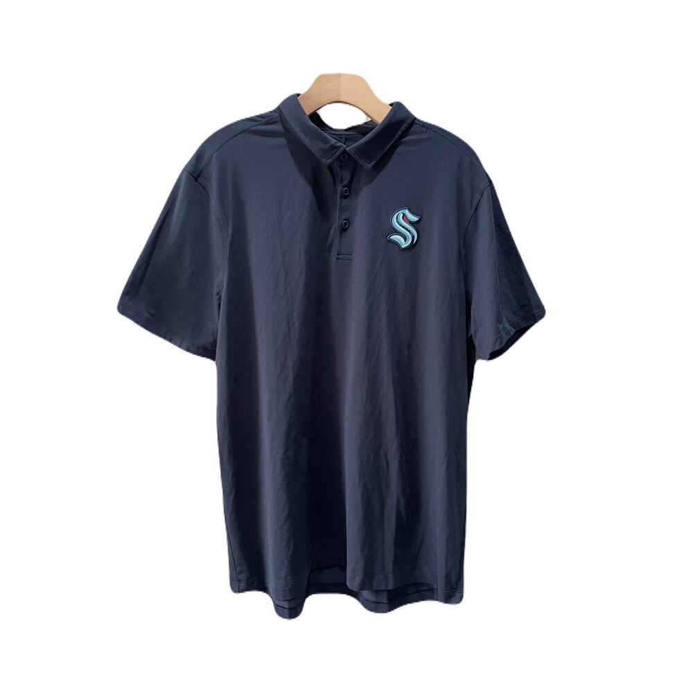Lululemon men’s Kraken navy Polo Golf Casual Logo Performance Fabric XL